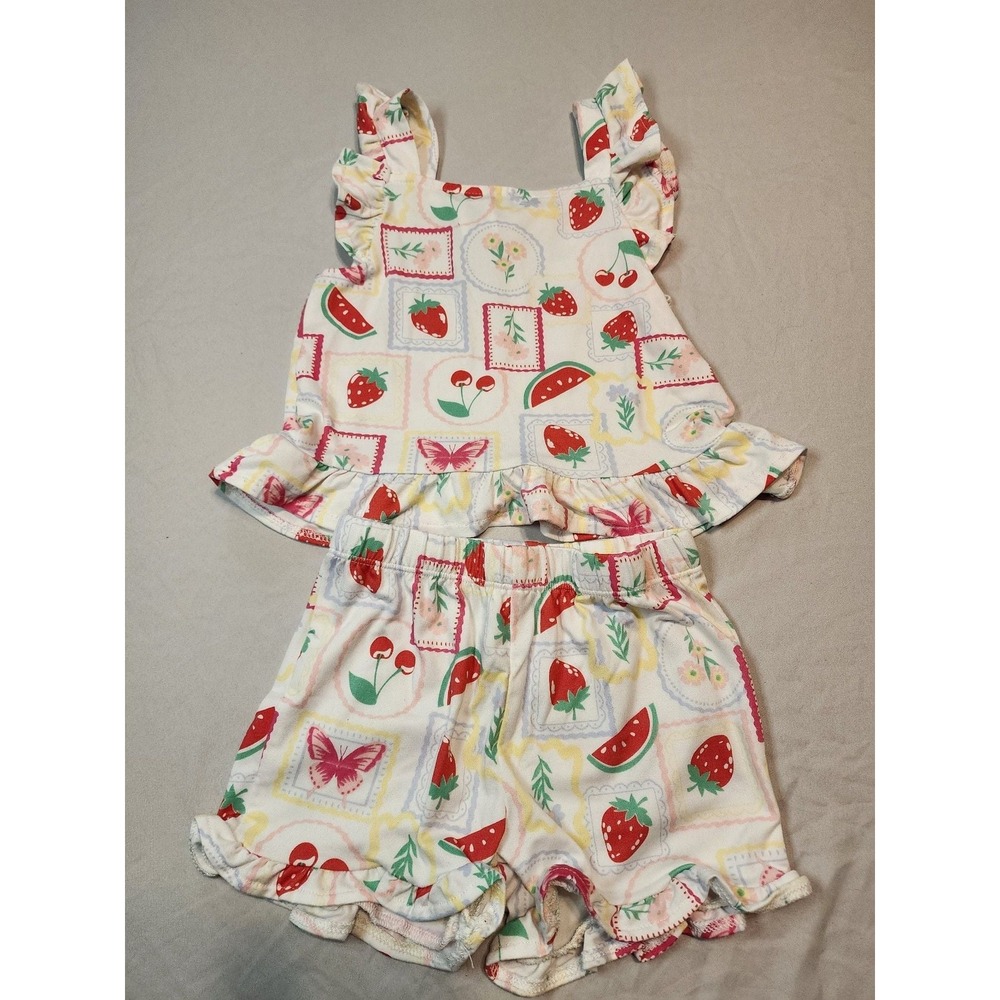 Little Lass Baby Girls Fruit Print Tank Top & Shorts Set
